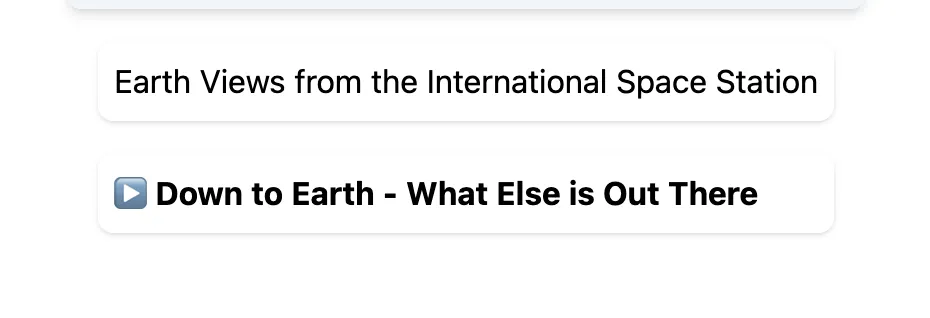 List view with a playing video